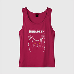 Майка женская хлопок Megadeth rock cat, цвет: маджента
