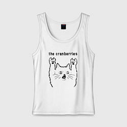 Майка женская хлопок The Cranberries - rock cat, цвет: белый