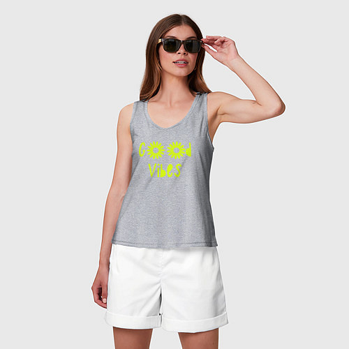 Женская майка Flowers - Good vibes / Меланж – фото 3