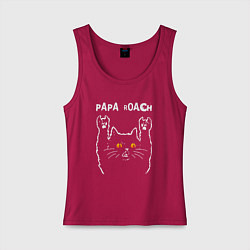 Майка женская хлопок Papa Roach rock cat, цвет: маджента