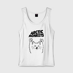 Майка женская хлопок Arctic Monkeys - rock cat, цвет: белый