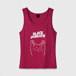 Майка женская хлопок Black Sabbath rock cat, цвет: маджента