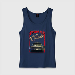 Майка женская хлопок Классика автомобиль Chevrolet Impala, цвет: тёмно-синий