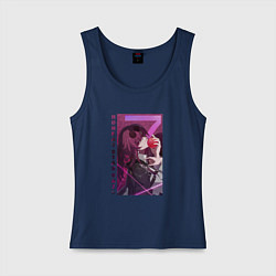 Майка женская хлопок Honkai - Кафка и яблоко, цвет: тёмно-синий