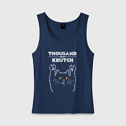 Майка женская хлопок Thousand Foot Krutch rock cat, цвет: тёмно-синий