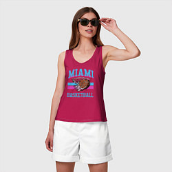 Майка женская хлопок Basket Miami, цвет: маджента — фото 2