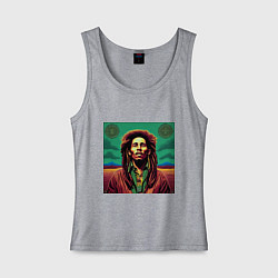 Женская майка Digital Art Bob Marley in the field