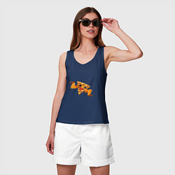 Майка женская хлопок Пицца с куринными крылышками, цвет: тёмно-синий — фото 2