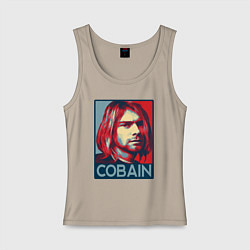 Майка женская хлопок Nirvana - Kurt Cobain, цвет: миндальный