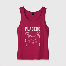 Майка женская хлопок Placebo rock cat, цвет: маджента