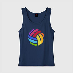Майка женская хлопок Rainbow volleyball, цвет: тёмно-синий