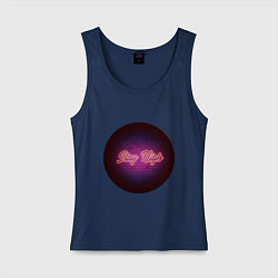 Майка женская хлопок Stay high неон, цвет: тёмно-синий