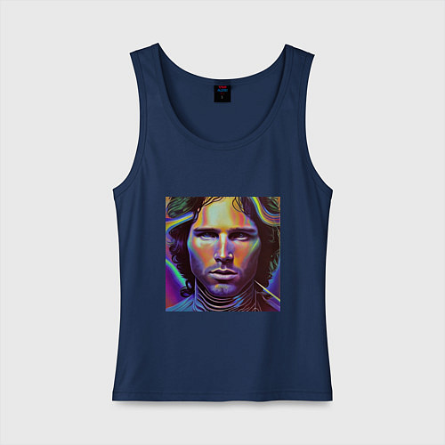 Женская майка Jim Morrison neon portrait art / Тёмно-синий – фото 1