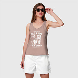 Майка женская хлопок Classic gamer, цвет: пыльно-розовый — фото 2