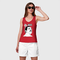 Майка женская хлопок Freddie Mercury head, цвет: красный — фото 2