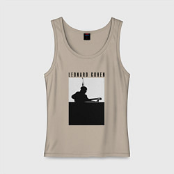 Майка женская хлопок Tribute to Leonard Cohen, цвет: миндальный