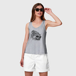 Майка женская хлопок Красная панда в шапке, цвет: меланж — фото 2