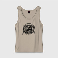 Майка женская хлопок Медоед рычит, цвет: миндальный