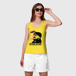 Майка женская хлопок Ленин любовь и революция, цвет: желтый — фото 2