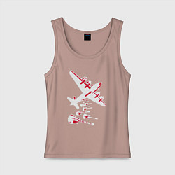 Майка женская хлопок Гитары с неба, цвет: пыльно-розовый