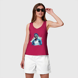 Майка женская хлопок Зомби в рубашке, цвет: маджента — фото 2