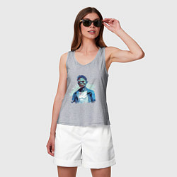 Майка женская хлопок Зомби в рубашке, цвет: меланж — фото 2