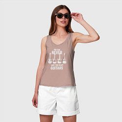 Майка женская хлопок Гитар много не бывает, цвет: пыльно-розовый — фото 2