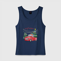 Женская майка Красная машинка с елкой