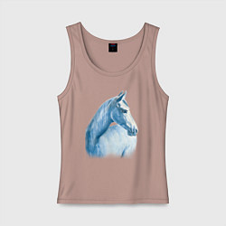 Майка женская хлопок Голубая лошадь, цвет: пыльно-розовый