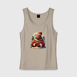 Женская майка Медведь новогодний