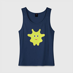 Майка женская хлопок Жёлтый веселый персонаж, цвет: тёмно-синий