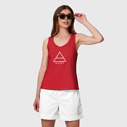 Майка женская хлопок 30 Seconds to mars логотип треугольник, цвет: красный — фото 2
