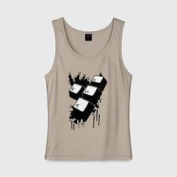 Майка женская хлопок Геймерские кнопки, цвет: миндальный