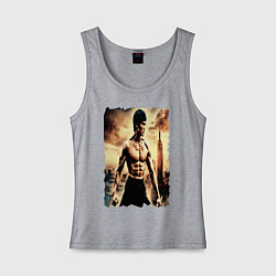Майка женская хлопок Брюс Ли на фоне города, цвет: меланж