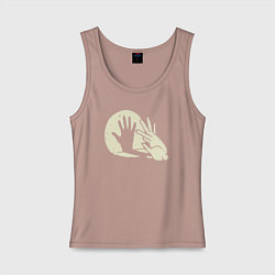 Майка женская хлопок Заяц и фонарь, цвет: пыльно-розовый