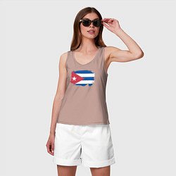 Майка женская хлопок Флаг Кубы, цвет: пыльно-розовый — фото 2