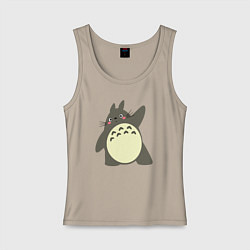 Майка женская хлопок Привет от Тоторо, цвет: миндальный