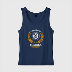 Майка женская хлопок Лого Chelsea и надпись legendary football club, цвет: тёмно-синий