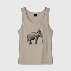 Майка женская хлопок Слону холодно, цвет: миндальный