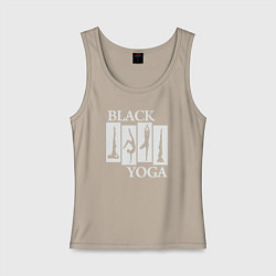Майка женская хлопок Black yoga, цвет: миндальный