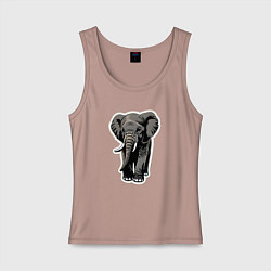 Майка женская хлопок Большой африканский слон, цвет: пыльно-розовый