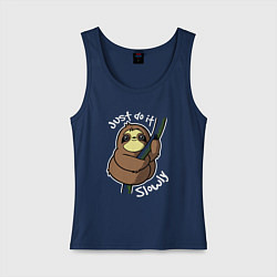 Майка женская хлопок Просто делай это медленно, цвет: тёмно-синий