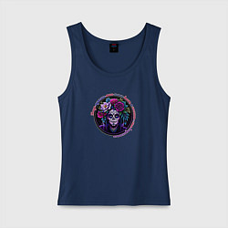 Майка женская хлопок Когда мужчина меня бесит, я начинаю сним встречать, цвет: тёмно-синий