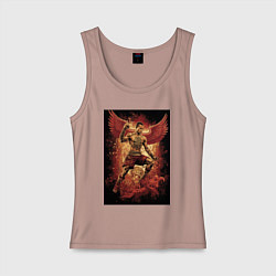 Майка женская хлопок Муай Тай боец с крыльями, цвет: пыльно-розовый