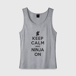 Майка женская хлопок Keep calm and ninja on, цвет: меланж