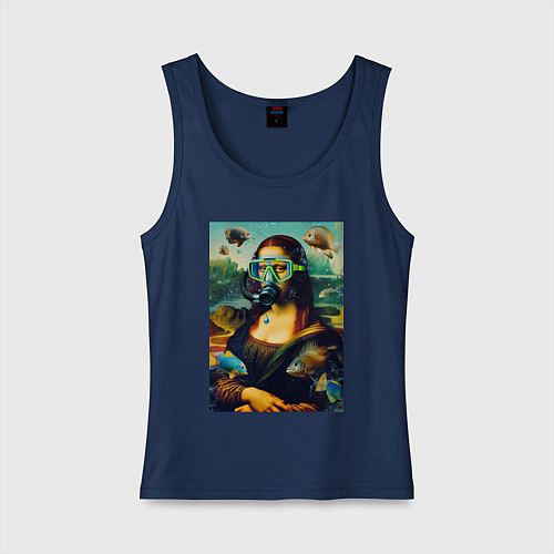 Женская майка Мона Лиза под водой - нейросеть / Тёмно-синий – фото 1