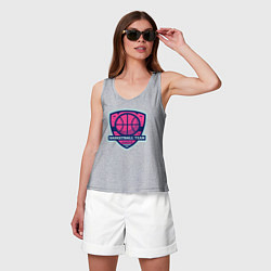 Майка женская хлопок Баскетбольная командная лига, цвет: меланж — фото 2