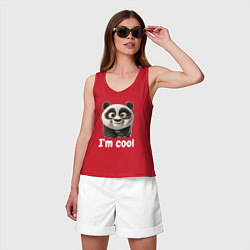 Майка женская хлопок Крутая панда cool, цвет: красный — фото 2