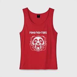Майка женская хлопок Foo Fighters rock panda, цвет: красный