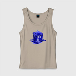 Майка женская хлопок Tardis ink, цвет: миндальный